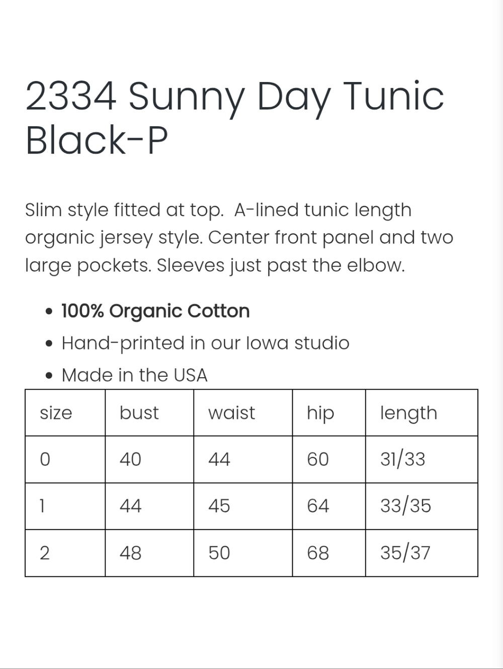 Bluefish Sunny Day Tunic Size 1 Black Floral Organic Artsy Lagenlook NWT - Picture 12 of 12